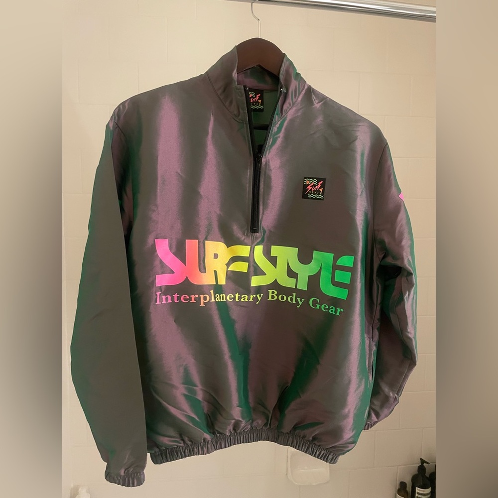 Iridescent quarter zip windbreaker